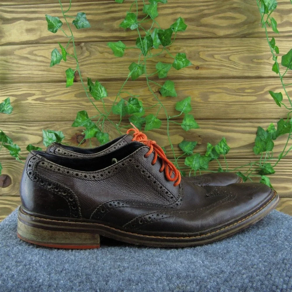 Cole Haan Men Brogues Shoes Brown Leather Lace Up Size 11.5‎ Medium